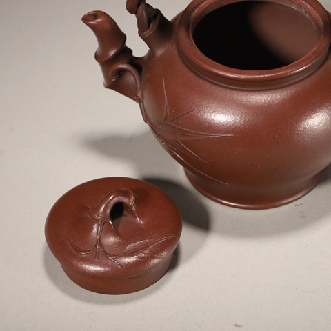 古玩雜項竹節提梁壺真品鑒賞圖