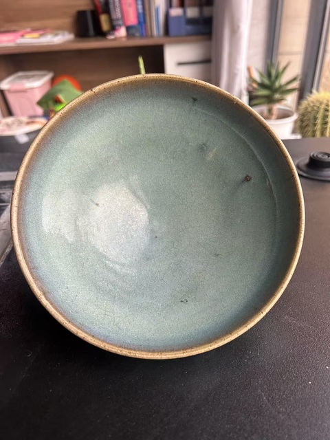 古玩陶瓷鈞窯天青釉大碗真品鑒賞圖