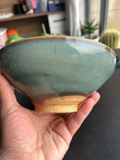 古玩陶瓷鈞窯天青釉大碗真品鑒賞圖