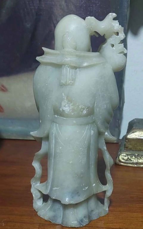 古玩玉器岫玉雕“壽星擺件”真品鑒賞圖