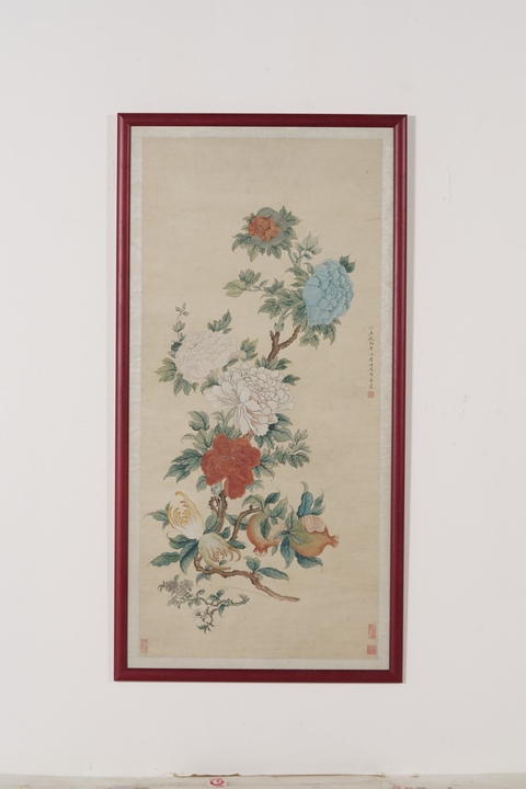 古玩字畫馬荃款花卉真品鑒賞圖