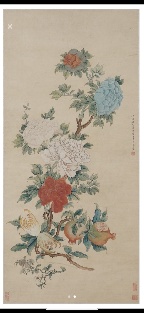 古玩字畫馬荃款花卉真品鑒賞圖