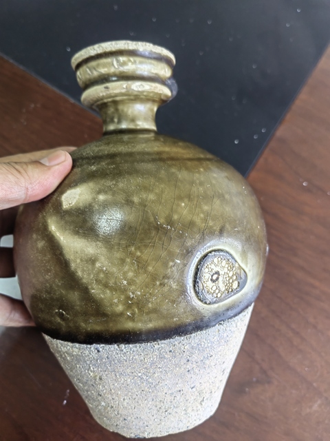 古玩陶瓷青釉盤口瓶真品鑒賞圖