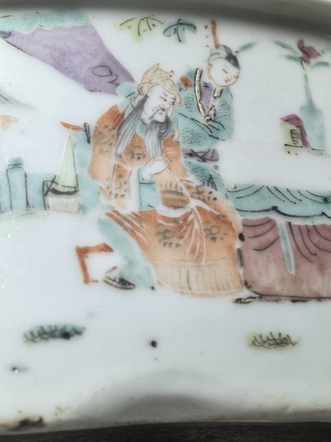 古玩陶瓷粉彩人物故事紋溫鍋真品鑒賞圖