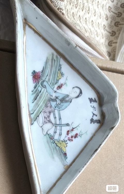 古玩陶瓷仕女紋粉彩九攢盤真品鑒賞圖