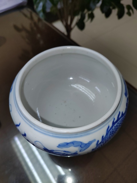 古玩陶瓷青花雙龍趕珠紋斗真品鑒賞圖