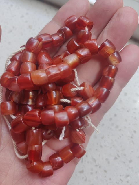 古玩玉器仿高古瑪瑙珠真品鑒賞圖