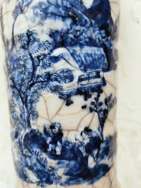 古玩陶瓷哥釉青花花觚真品鑒賞圖