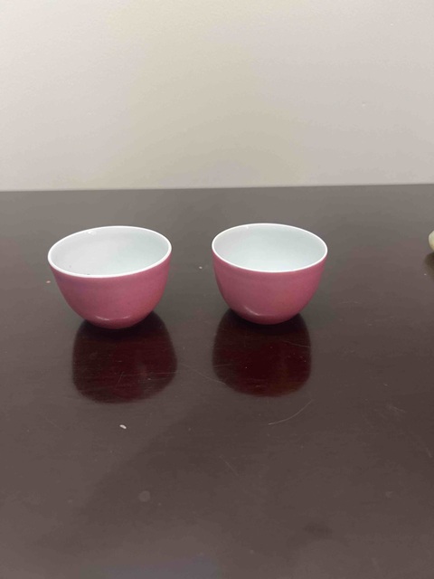 古玩陶瓷民國胭脂紅臥足杯真品鑒賞圖