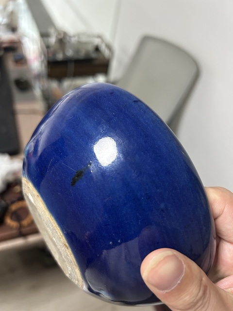古玩陶瓷霽藍(lán)釉洗式香爐真品鑒賞圖