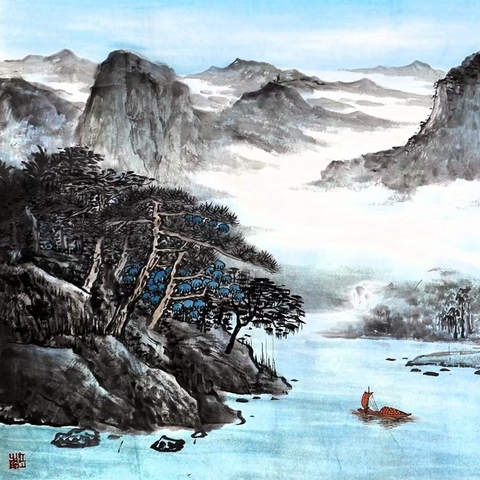 古玩字畫程振國山水拍賣,當前價格290000元