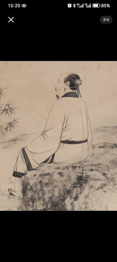 古玩字畫張大千款松下高士真品鑒賞圖