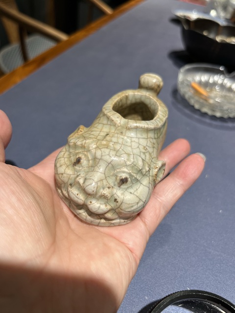古玩陶瓷青釉仿生瓷水盂真品鑒賞圖