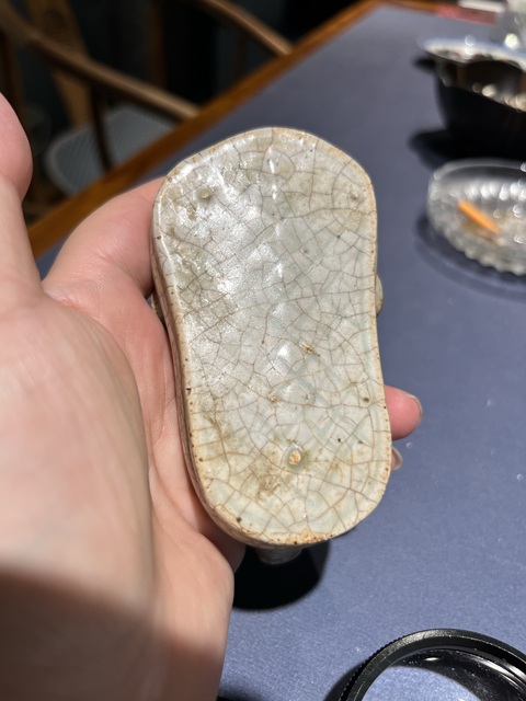 古玩陶瓷青釉仿生瓷水盂真品鑒賞圖