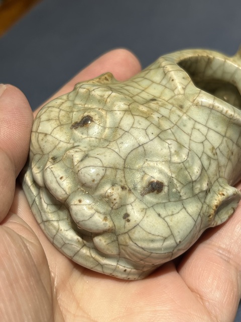古玩陶瓷青釉仿生瓷水盂真品鑒賞圖