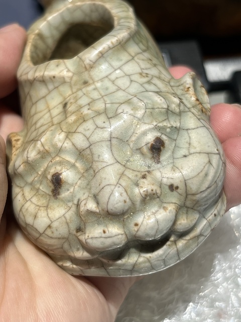 古玩陶瓷青釉仿生瓷水盂真品鑒賞圖