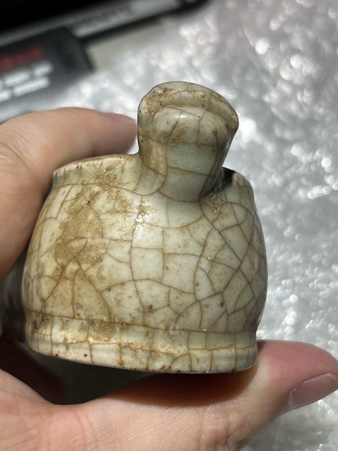 古玩陶瓷青釉仿生瓷水盂真品鑒賞圖