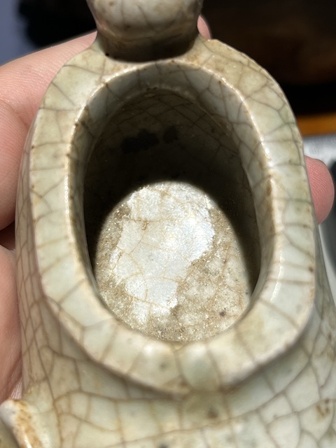 古玩陶瓷青釉仿生瓷水盂真品鑒賞圖