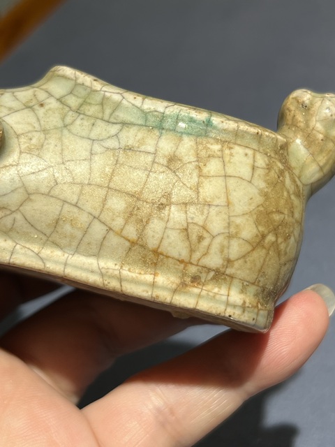 古玩陶瓷青釉仿生瓷水盂真品鑒賞圖
