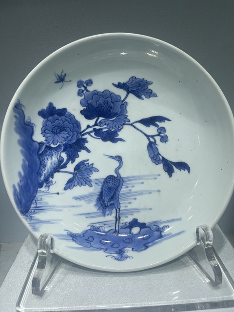 古玩陶瓷清中·青花花鳥紋盤 真品鑒賞圖