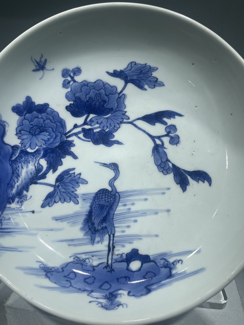 古玩陶瓷清中·青花花鳥紋盤 真品鑒賞圖