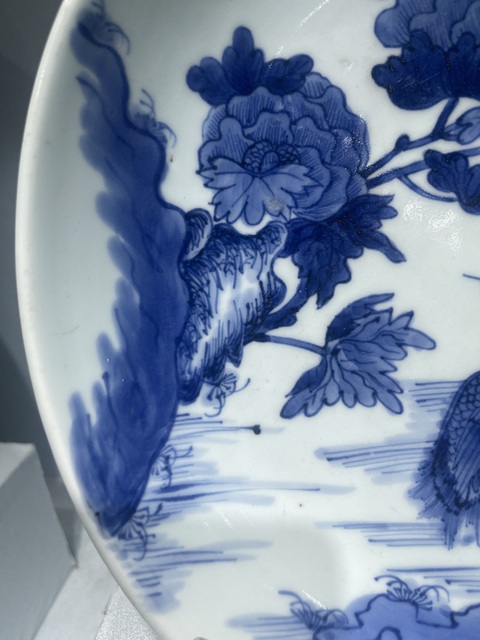 古玩陶瓷清中·青花花鳥紋盤 真品鑒賞圖