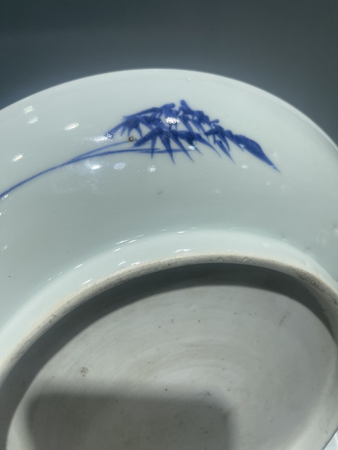 古玩陶瓷清中·青花花鳥紋盤 真品鑒賞圖