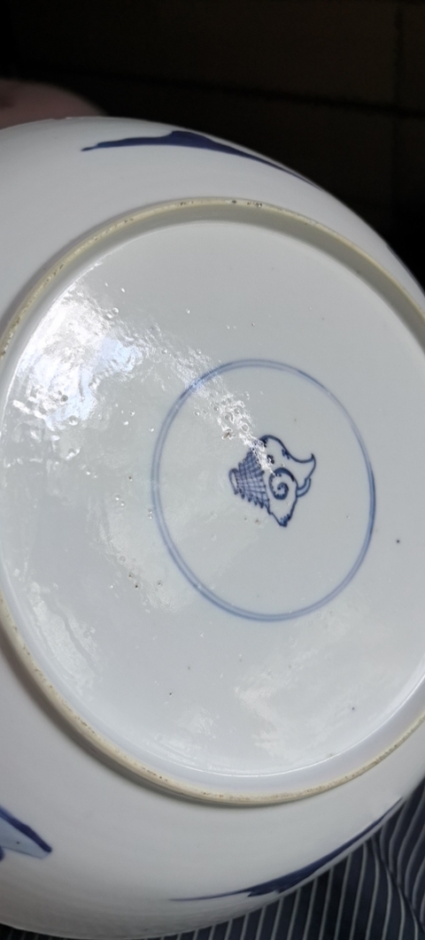 古玩陶瓷青花人物狩獵圖盤真品鑒賞圖