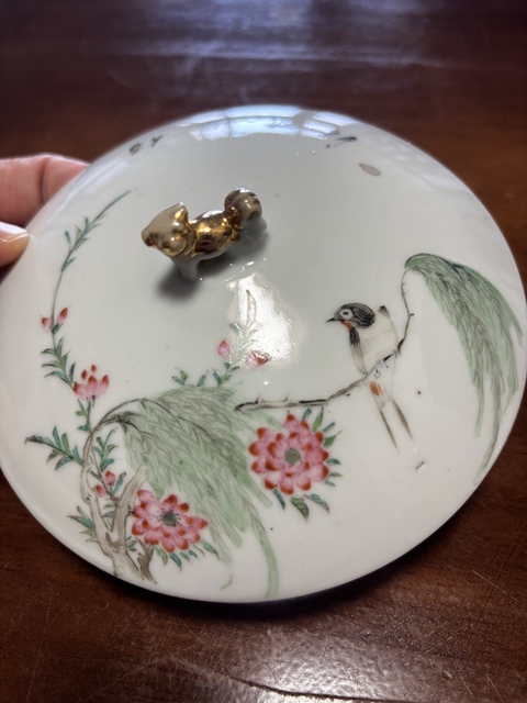 古玩陶瓷粉彩花鳥紋溫鍋真品鑒賞圖