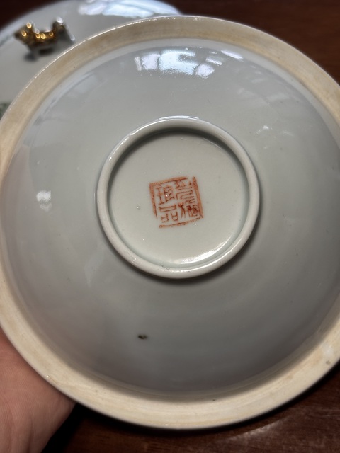 古玩陶瓷粉彩花鳥紋溫鍋真品鑒賞圖