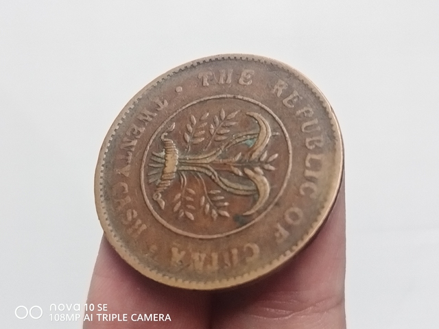 古玩錢(qián)幣湖南省造雙旗二十文銅元真品鑒賞圖