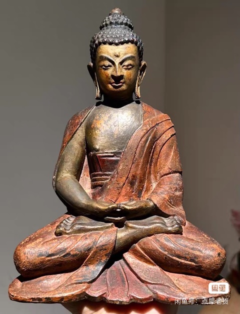 古玩雜項紫檀木雕刻的釋迦牟尼佛真品鑒賞圖