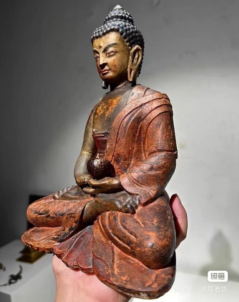 古玩雜項紫檀木雕刻的釋迦牟尼佛真品鑒賞圖