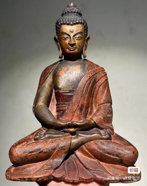 古玩雜項紫檀木雕刻的釋迦牟尼佛真品鑒賞圖