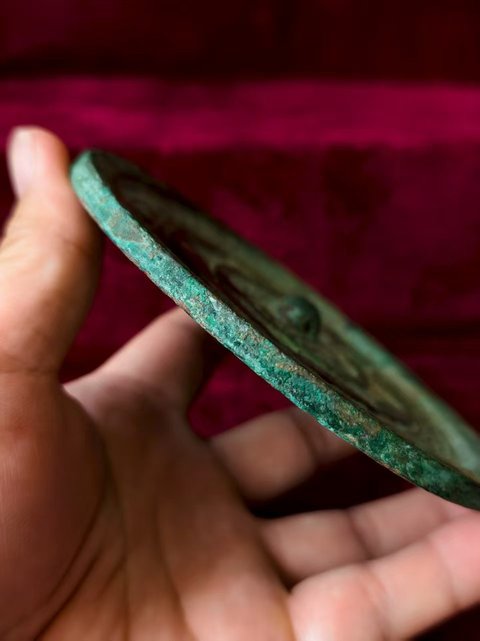 古玩銅器一眼開門的漢代單圈銘文鏡真品鑒賞圖