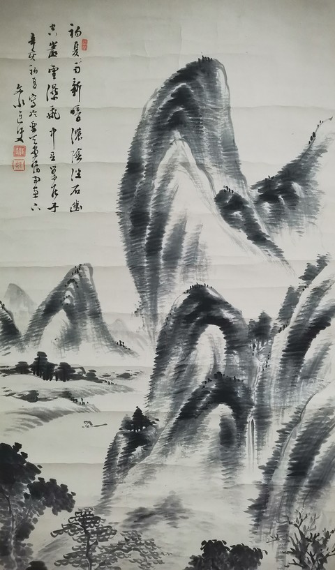 古玩字畫飛瀑圖真品鑒賞圖