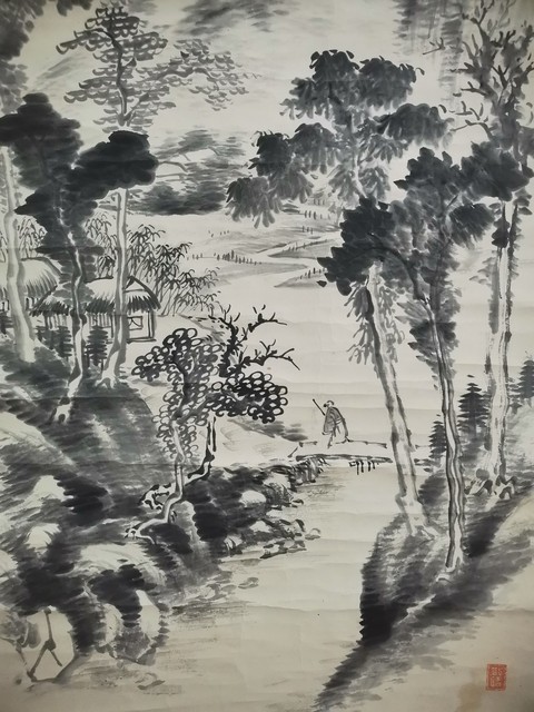 古玩字畫飛瀑圖真品鑒賞圖