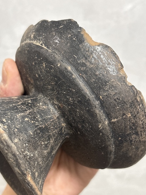 古玩陶瓷高足黑陶真品鑒賞圖