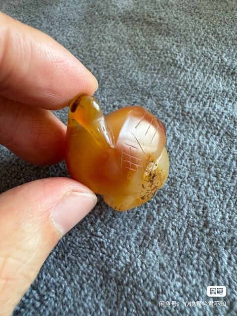古玩玉器瑪瑙鵝如意真品鑒賞圖