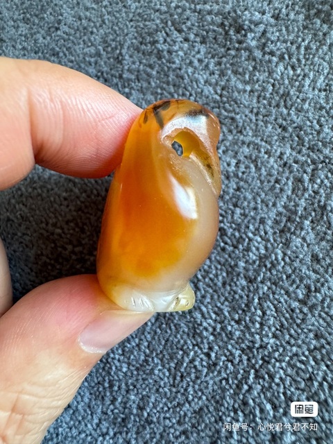 古玩玉器瑪瑙鵝如意真品鑒賞圖