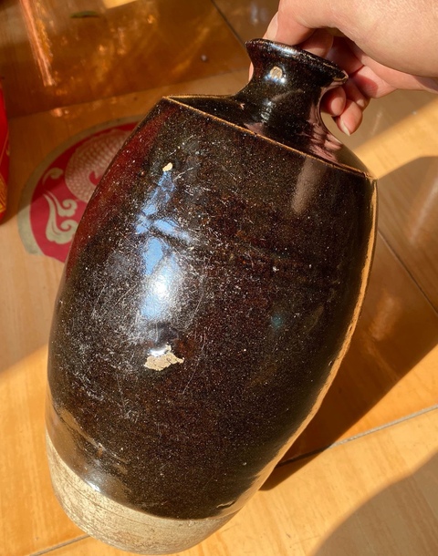 古玩陶瓷磁州窯黑釉梅瓶真品鑒賞圖