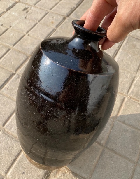 古玩陶瓷磁州窯黑釉梅瓶真品鑒賞圖