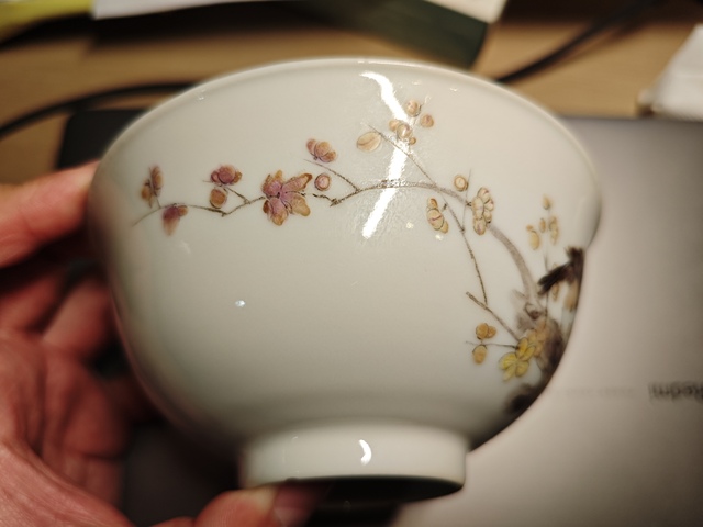 古玩陶瓷花鳥紋粉彩碗真品鑒賞圖