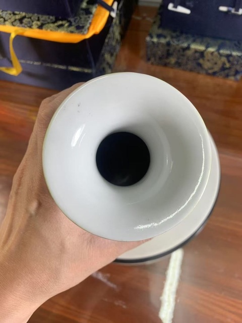 古玩陶瓷粉彩開光花鳥紋瓶真品鑒賞圖
