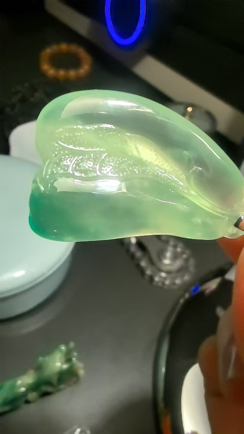 古玩玉器天然翡翠吊墜真品鑒賞圖
