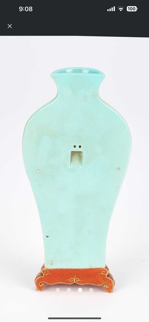古玩陶瓷花卉紋粉彩壁瓶真品鑒賞圖