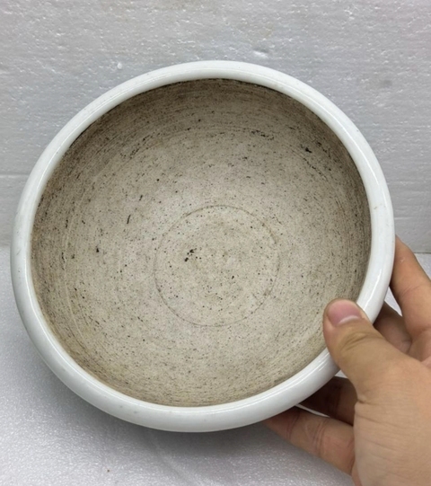 古玩陶瓷纏枝花卉紋青花研缽真品鑒賞圖