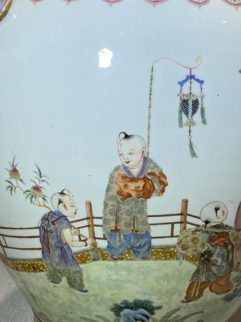 古玩陶瓷粉彩花卉人物故事輔首尊真品鑒賞圖