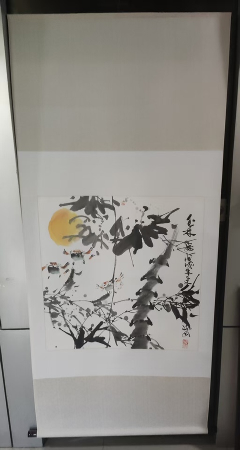古玩字畫手工精裱河南名家燕姝旨 風竹麻雀拍賣,當前價格698元