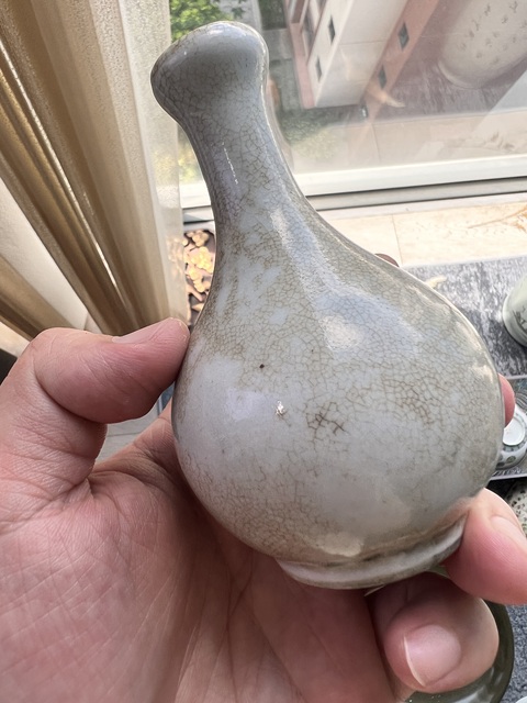 古玩陶瓷哥釉蒜頭瓶真品鑒賞圖